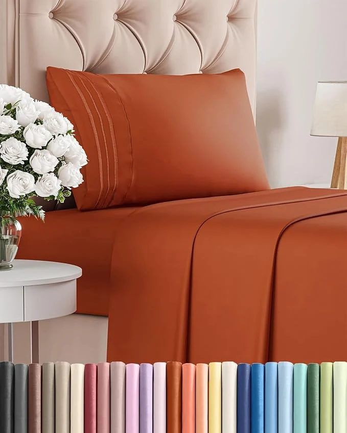Carefully Designed Twin Size 3 Piece Sheet Set - Comfy Breathable amp Cooling Bed Sheets Set - Hotel Luxury Bedding for Women Men Kids Teens Boys amp Girls - Deep Pockets Soft and Wrinkle - Oeko-Tex - Terracotta Expertly Made