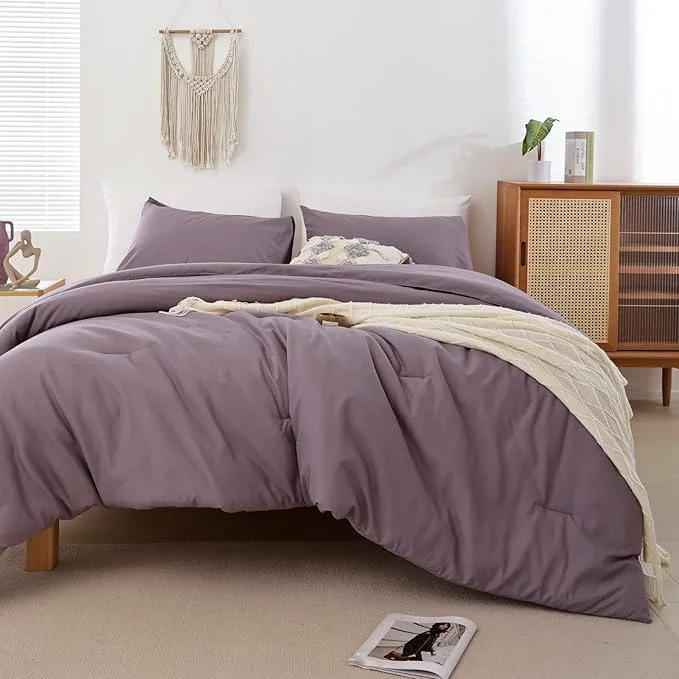 Specialty ROSGONIA Comforter Full Size for Boys Teen Girls Dusty Purple 3pcs 1 Boho Comforter amp 2 Pillowcases Lightweight Dorm Bedding Soft All Season Bed Set High-Performance