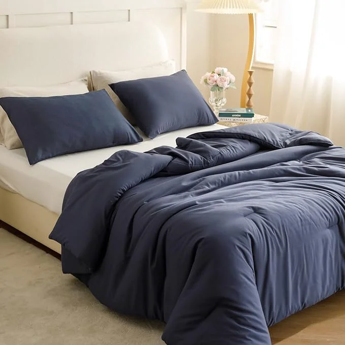 Sustainable ROSGONIA Twin Twin XL Comforter Set for College Boys Girls Navy Blue 1 Blue Comforter amp 1 Pillowcase Lightweight Kids Comforter Soft Dorm Bedding Unique