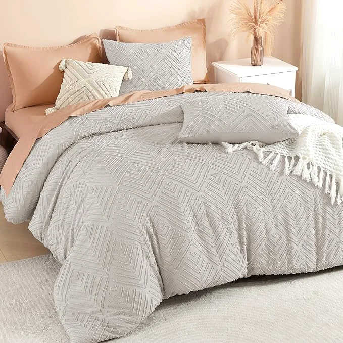 Quality Litanika Super King Comforter Linen Grey 3 Pieces Tufted Boho Farmhouse Bedding Comforter Set Lightweight Fluffy All Season Comforter Set 120x120In Comforter amp 2 Pillowcases Long-Lasting