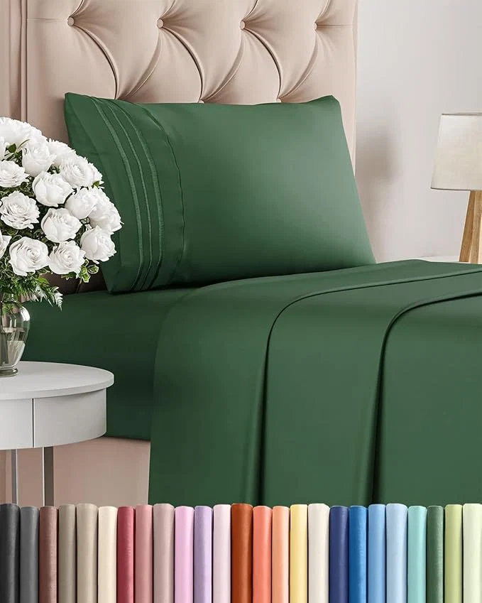 Quality Twin XL Size 3 Piece Sheet Set - Comfy Breathable amp Cooling Bed Sheets Set - Hotel Luxury Bedding for Women Men Kids Teens Boys amp Girls - Deep Pockets and Wrinkle - Oeko-Tex - Emerald Green Clean