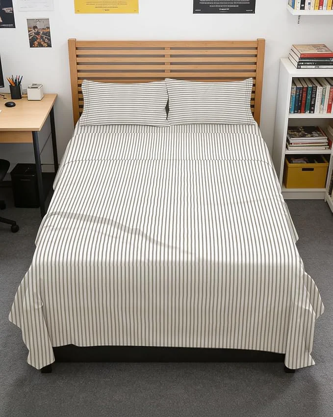 Exclusive Full XL Bed Sheet - 4 Piece Full XL Bed Sheets Set - Soft Breathable amp Cooling - Hotel Luxury Bedding for Women Men Kids Teens Boys amp Girls - Deep Pockets Fade and Wrinkle - Beige Stripes Authentic