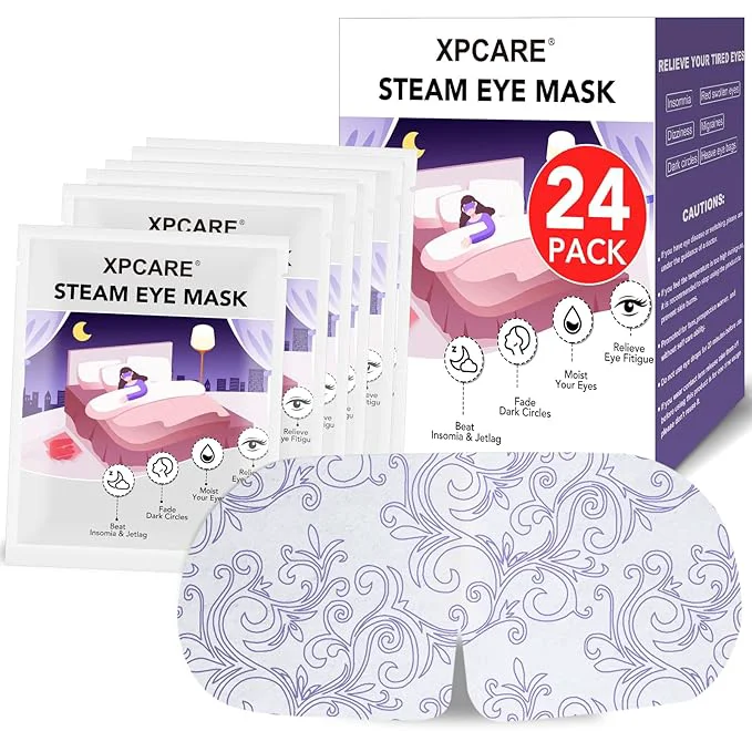 Pure XPCARE 24 Pack Steam Eye Masks for Dry Eyes Self Heated Steam Warm Eye Mask Reliable