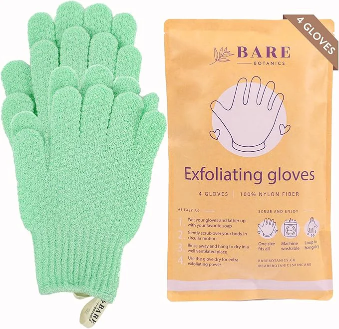 Top-Quality Bare Botanics 4 Pack Mint Exfoliating Shower Gloves Quality