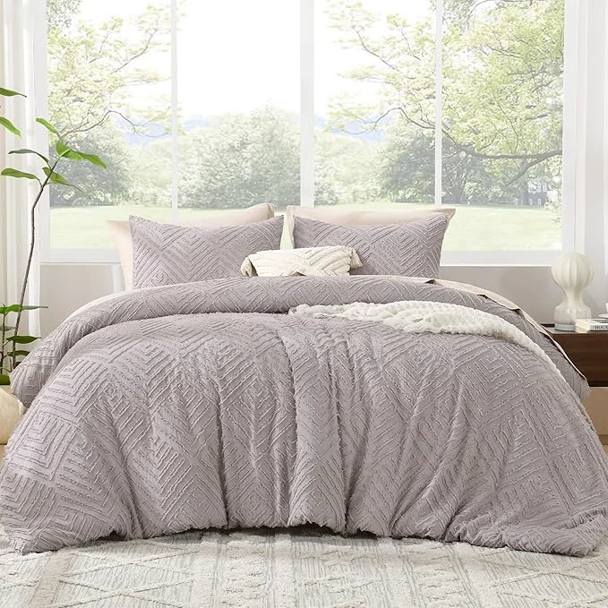 Crafted Litanika Queen Comforter Set Milk Coffee 3 Pieces Cream Tufted Boho Farmhouse Bedding Comforter Sets Lightweight Fluffy Comforter Bed Set for All Season 90x90In Comforter and 2 Pillowcases Soft
