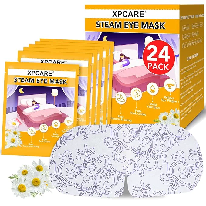Long-Lasting XPCARE 24 Pack Steam Eye Masks for Dry Eyes Self Heated Steam Warm Eye Mask Safe