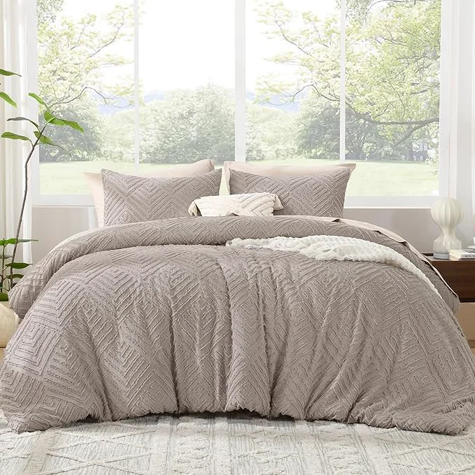 Superior Litanika King Size Comforter Set Rose Coffee 3 Pieces Cream Tufted Boho Farmhouse Bedding Comforter Sets Lightweight Fluffy Comforter Bed Set for All Season 104x90In Comforter and 2 Pillowcases Minimalist