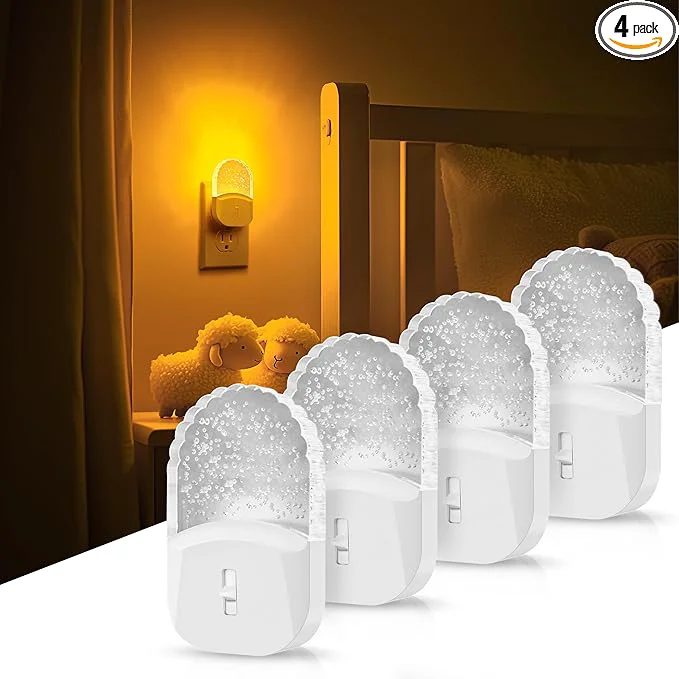 Trendy DORESshop Led Night Lights Plug into Wall 4 Packs Amber Dimmable Dusk to Dawn High-Grade