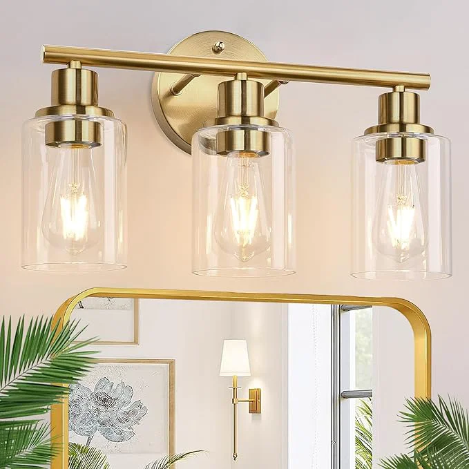 Luxury 3-Light Gold Bathroom Light Fixtures Modern Bathroom Vanity Light Verified