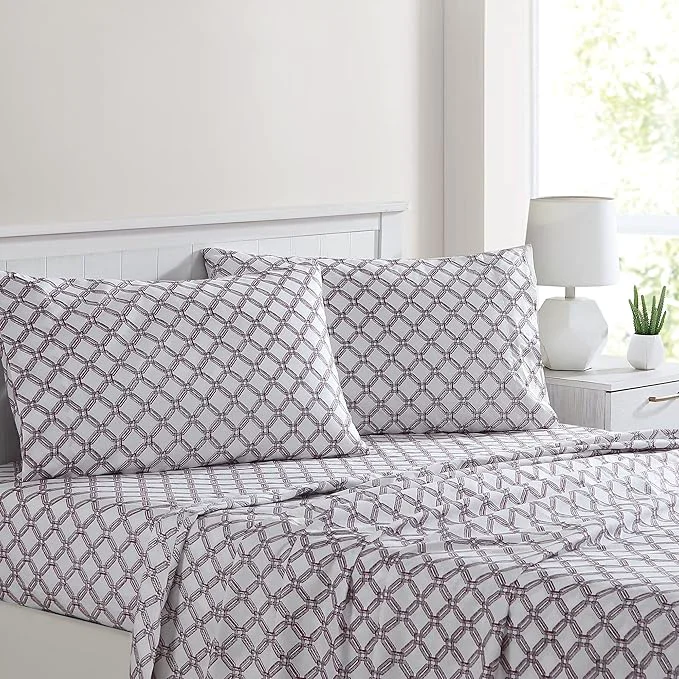 Lightweight Modern Threads Printed 4-Piece Extra Soft Bedding Sheets amp Pillowcase Set Deep Pocket up to 16 inch Mattress Cara Full Optimized