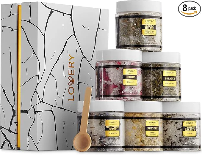 Convenient Mothers Day Gifts for Mom Epsom Bath Salts Gift Basket Set Self Care Salt Selected