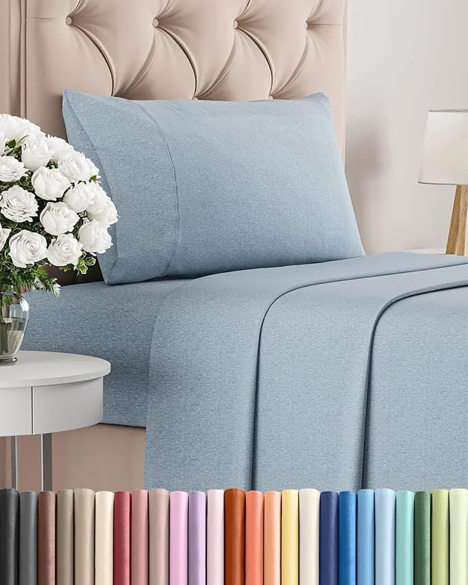 Prestigious Twin Size 3 Piece Sheet Set - Comfy Breathable amp Cooling Bed Sheets Set - Hotel Luxury Bedding for Women Men Kids Teens Boys amp Girls - Deep Pockets Soft amp Wrinkle - Blue Heathered Sheets Advanced