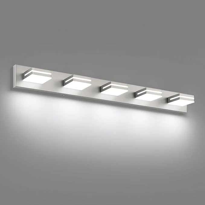Trendy SineRise LED Modern Bathroom Vanity Light Fixtures Brushed Nickel Modern Prestigious
