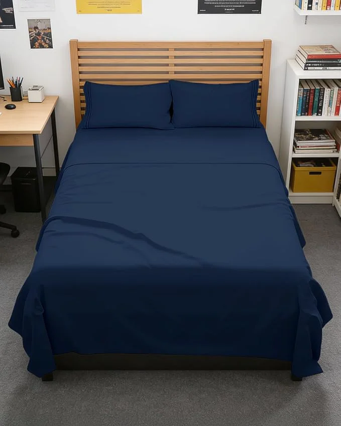 Easy-to-Use Full XL Bed Sheet - 4 Piece Full XL Bed Sheets Set - Soft Breathable amp Cooling - Hotel Luxury Bedding for Women Men Kids Teens Boys amp Girls - Deep Pockets Comfy Fade amp Wrinkle - Navy Blue Authentic