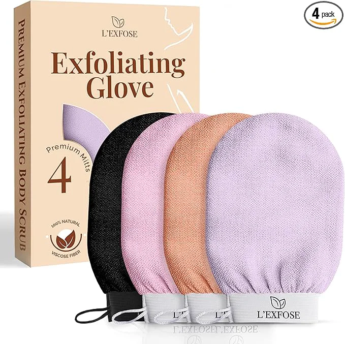Certified L'Exfose Kessa Hammam Deep Exfoliating Glove 4pc Pure