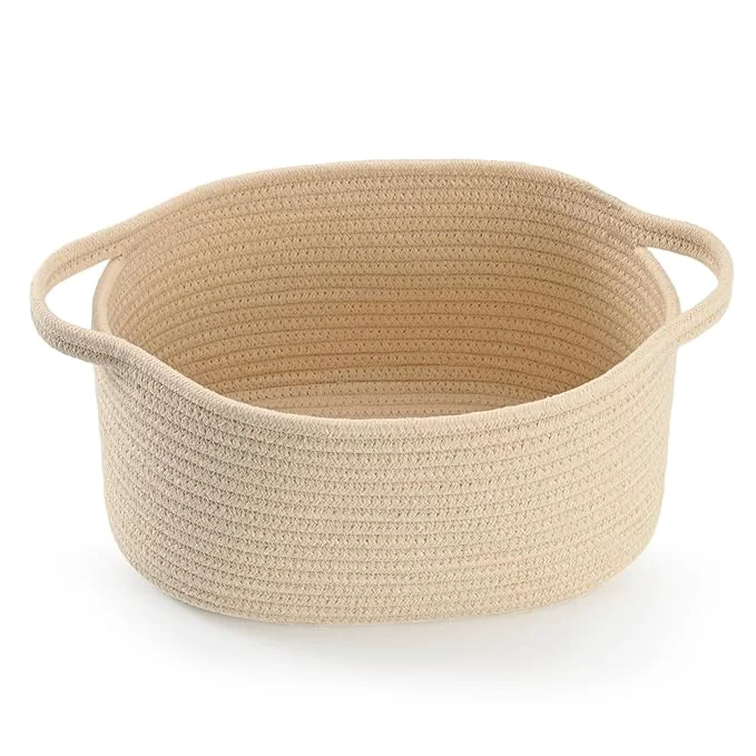 Modern Happyiren Cute Woven Gift Basket – Beige Empty Gift Basket Expertly Made