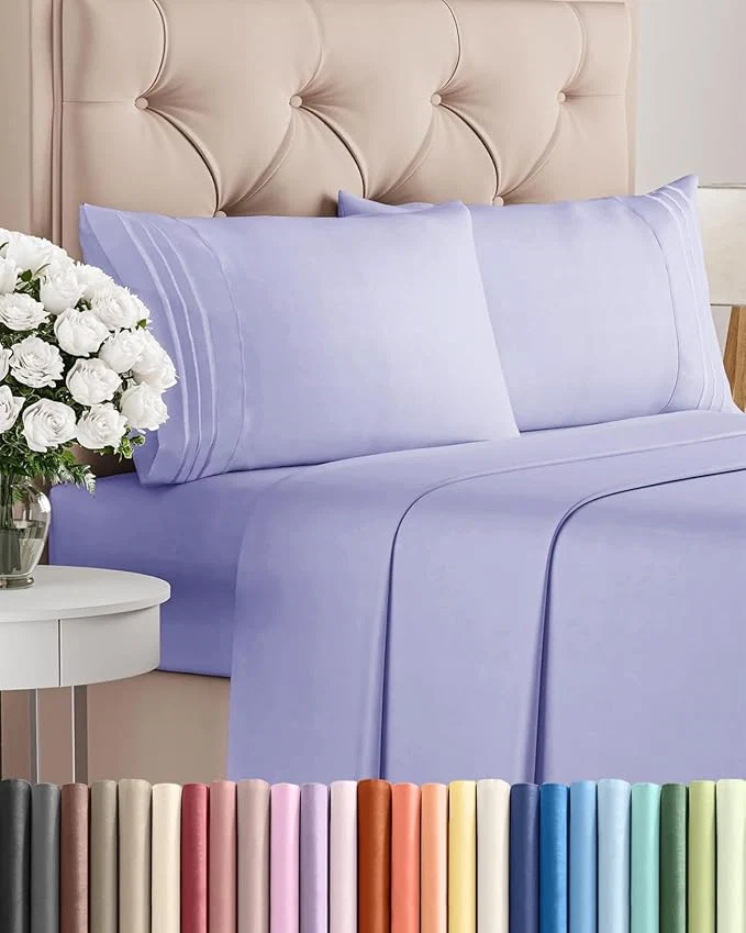 Comfortable Queen Size 4 Piece Sheet Set - Comfy Breathable amp Cooling Bed Sheets Set - Hotel Luxury Bedding for Women Men Kids Teens Boys amp Girls - Deep Pockets Ultra-Soft Wrinkle - Oeko-Tex - Lavender Traditional