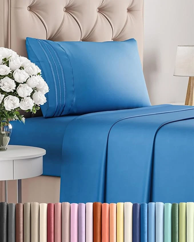Lightweight Twin Size 3 Piece Sheet Set - Comfy Breathable amp Cooling Bed Sheets Set - Hotel Luxury Bedding for Women Men Kids Teens Boys amp Girls - Deep Pockets Soft and Wrinkle - Oeko-Tex - Royal Blue Safe