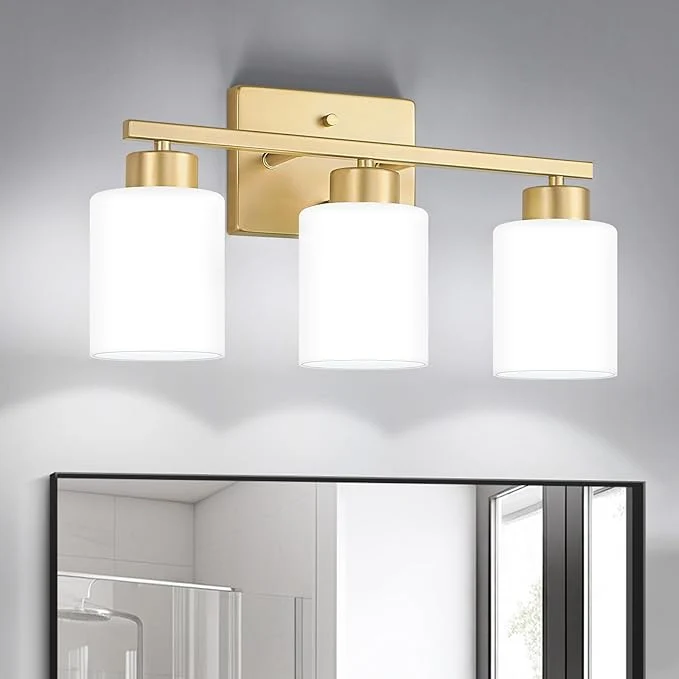 Advanced FonmYim Gold Bathroom Light Fixtures 3-Light Modern Vanity Light Over Mirror Functional