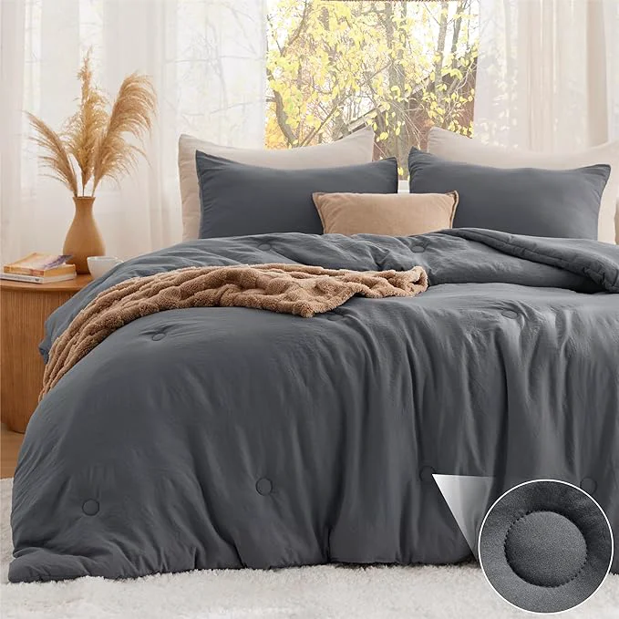Dependable Bedsure King Size Comforter Set Dark Grey Soft Prewashed King Bedding Quilted Comforter with Circle Design Down Comforter for All Seasons 3 Pieces Bed Set with 2 Pillow Shams Verified
