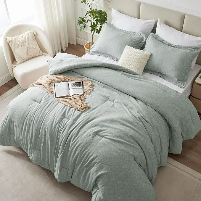 Functional CozyLux Twin Twin XL Comforter Set Dorm Bedding - 2 Pieces Sage Green Twin Extra Long Soft Luxury Cationic Dyeing Comforter for College Breathable Boho Bed Sets with 1 Comforter and 1 Pillow Sham Proven