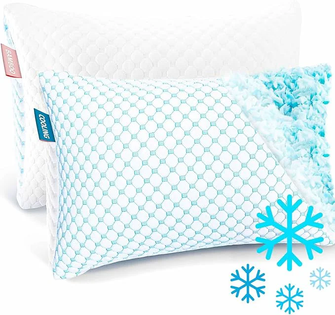 Functional Nestl Cooling Pillow for Sleeping 2 Pack Luxury Shredded Memory Foam Pillows Kids Size Set of 2 Adjustable Cold Gel Pillows for Hot Sleepers Supportive Kids Pillow for Side Back Stomach Sleepers Soft