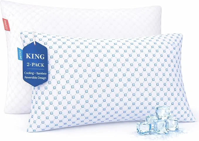 Organic Nestl King Size Cooling Pillow for Sleeping 2 Pack Luxury Shredded Memory Foam King Pillow Set of 2 Adjustable Cold Gel Pillows for Hot Sleepers Supportive Cool Pillow for Side Back Stomach Sleepers Exclusive