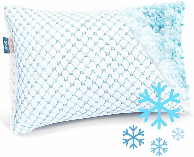 Organic Nestl Cooling Kids Pillow for Sleeping 1 Pack Luxury Shredded Memory Foam Pillows Kids Size Adjustable Cold Gel Pillows for Hot Sleepers Supportive Cool Pillow for Side Back Stomach Sleepers Effective
