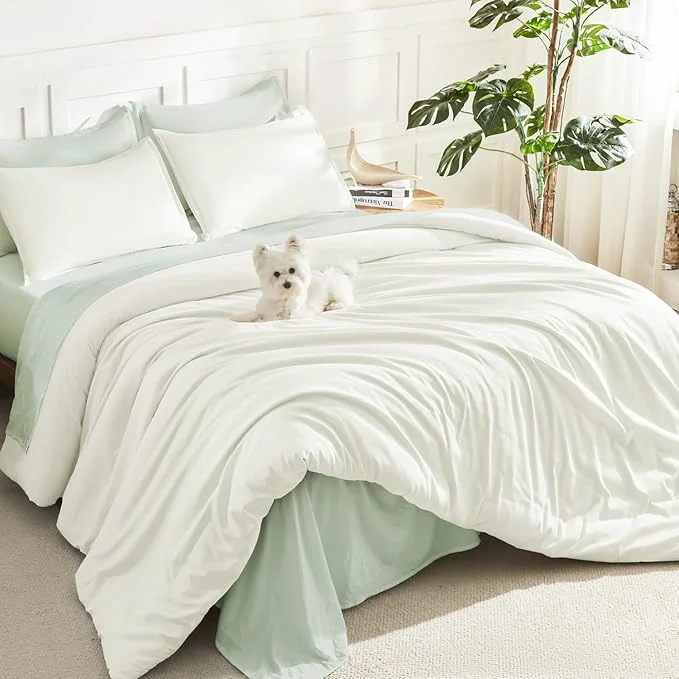 Versatile Litanika Comforters Ivory Oversized King Size 3 Pieces Lightweight Solid Bedding Comforter Set All Season Fluffy Bed Set 120x98In Comforter amp 2 Pillowcases