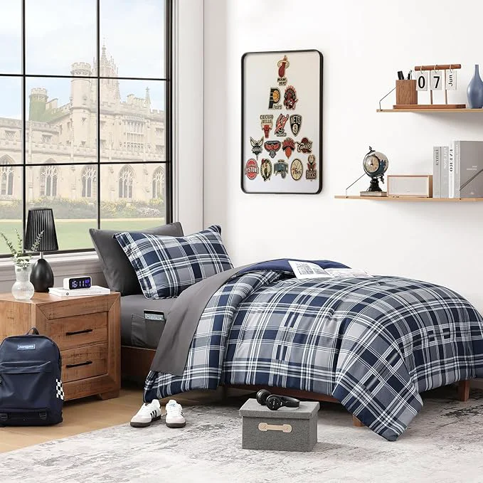 Breathable MaiRêve Navy Blue Twin XL Comforter Set Twin XL Bedding Sets for Boys Girls 5 Pieces for Dorm Farmhouse All Season Lightweight amp Comfy with Fitted Sheet Flat Sheet Navy Blue Twin XL 66 quot x90 quot Verified