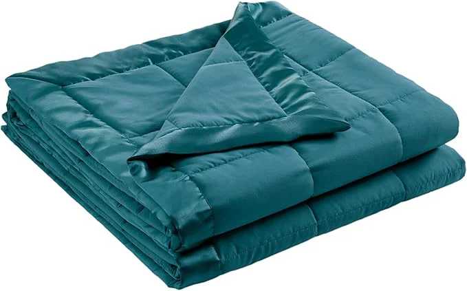 Advanced Madison Park Windom Down Blanket Premium 3M Scotchgard Moisture Wicking Treatment Lightweight and Soft Bed Cover For All Season Satin Trim Teal Full Queen Reusable