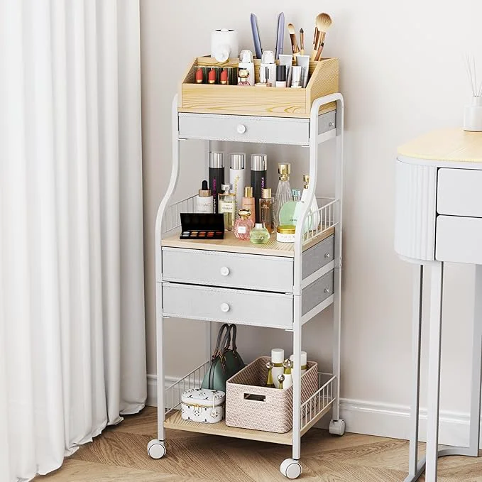 Versatile HapiRm Floor Makeup Organizer Cart Crafted