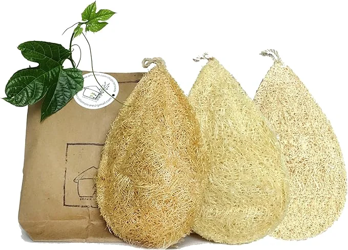 Sophisticated Natural Loofah Dish Sponge Pack 3 Vegetable Scrubber Premium Material