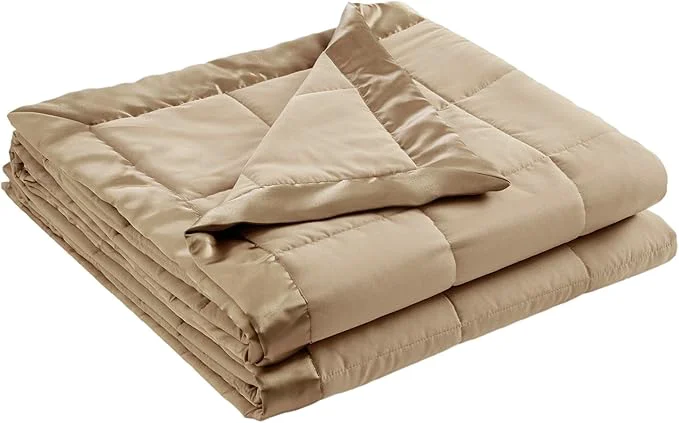 Safe Madison Park Windom Down Blanket Premium 3M Scotchgard Moisture Wicking Treatment Lightweight and Soft Bed Cover For All Season Satin Trim Brown Twin Versatile