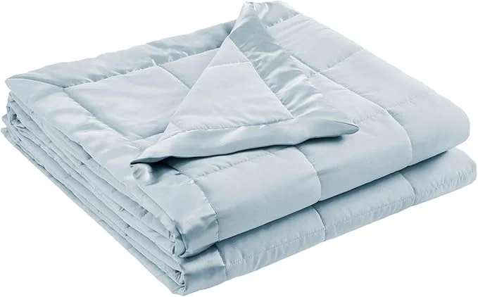 Reliable Madison Park Windom Down Blanket Premium 3M Scotchgard Moisture Wicking Treatment Lightweight and Soft Bed Cover For All Season Satin Trim Blue Full Queen Verified