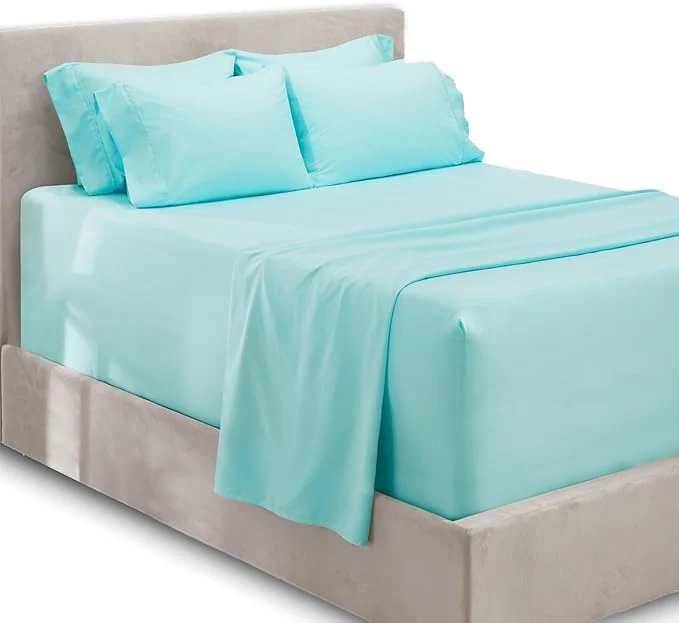 Effective Hearth amp Harbor Extra Deep Pocket Sheets - Fits Mattress 18-24 Inches Deep - Extra Deep Pocket California King Size - 6 Piece Cal King Sheets - Cal King Aqua Blue Reusable