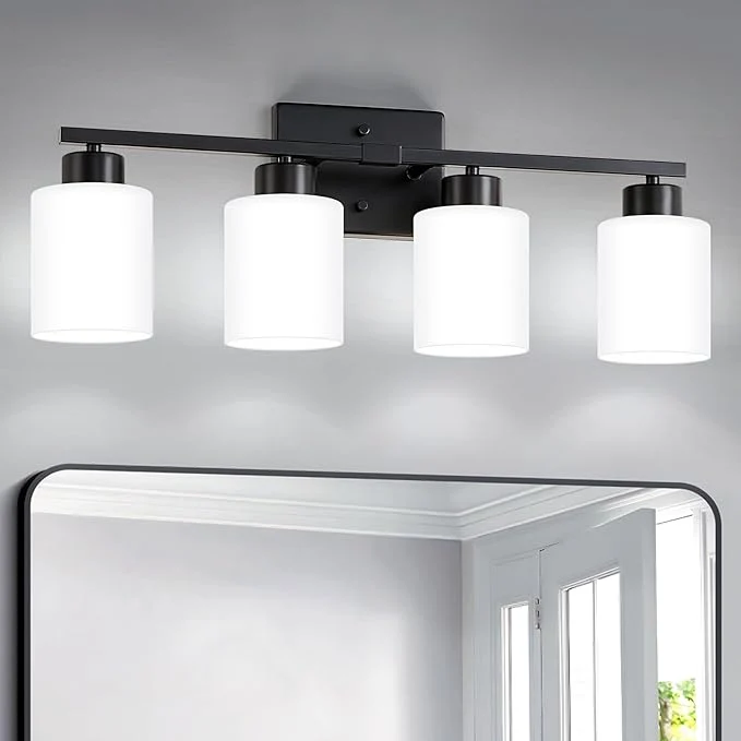 Advanced FonmYim Black Bathroom Light Fixtures 4-Light Modern Vanity Light Over Mirror Reusable