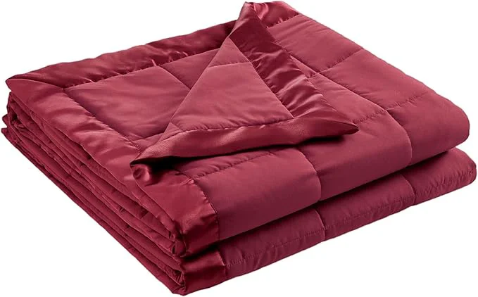Advanced Madison Park Windom Down Blanket Premium 3M Scotchgard Moisture Wicking Treatment Lightweight and Soft Bed Cover For All Season Full Queen Satin Trim Burgundy Pure