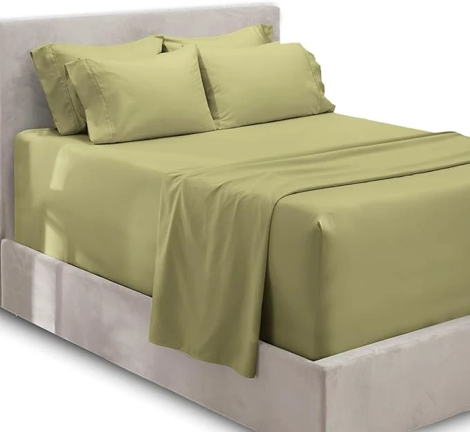 Breathable Hearth amp Harbor Extra Deep Pocket Sheets - Fits Mattress 18-24 Inches Deep - Extra Deep Pocket Twin XL Sheets Sets - 4 Piece Twin XL Size - Sage Authentic