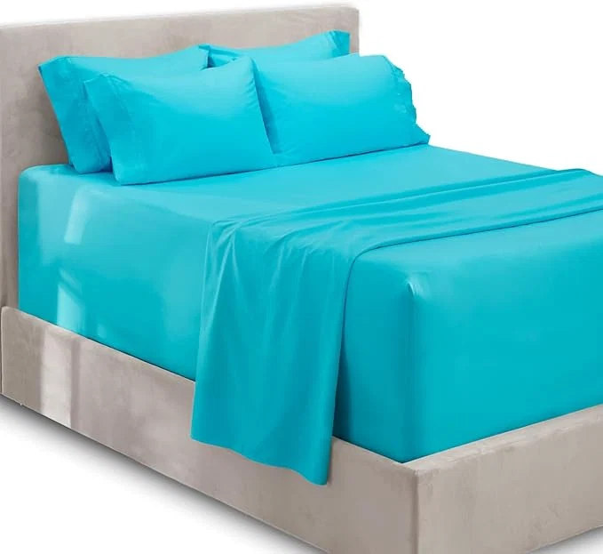 Premium Material Hearth amp Harbor Extra Deep Pocket Sheets - Fits Mattress 18-24 Inches Deep - Extra Deep Pocket Twin Sheets Sets - 4 Piece Twin Size - Beach Blue Trendy