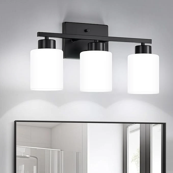 Original FonmYim Black Bathroom Light Fixtures 3-Light Modern Vanity Light Over Mirror Luxury