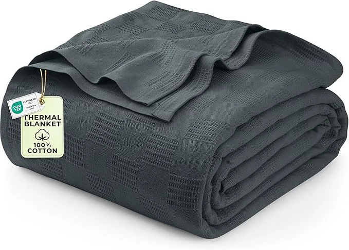 Innovative Utopia Bedding Smoke Gray Cotton Blanket Full Size - 90x84 Inch Lightweight Soft and Breathable Thermal Blanket for All Seasons Reliable