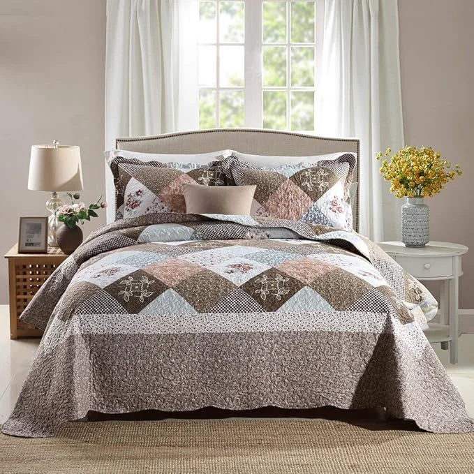 Minimalist Travan 2-Piece Twin Quilt Sets with Sham Oversized Bedding Bedspread Reversible Soft Coverlet Set Twin Size Sophisticated