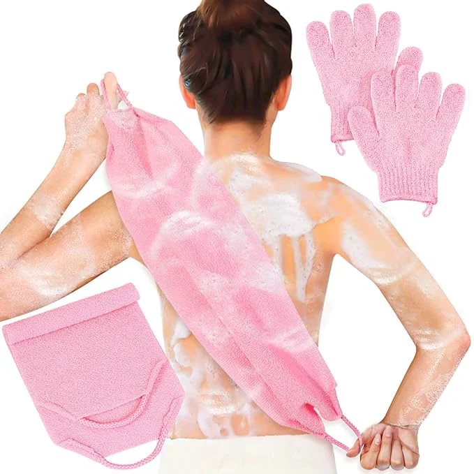 Breathable Anezus Exfoliating Shower Bath Gloves Back Scrubber Set Efficient