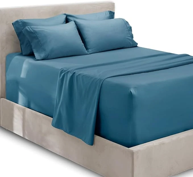 Recyclable Hearth amp Harbor Extra Deep Pocket Sheets - Fits Mattress 18-24 Inches Deep - Extra Deep Pocket California King Size - 6 Piece Cal King Sheets - Cal King Blue Heaven Carefully Designed