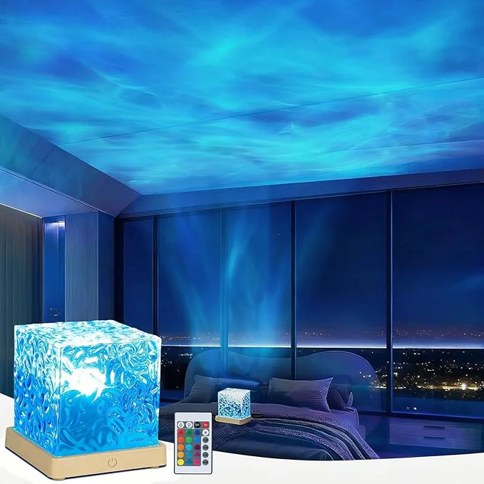Contemporary Rechargeable Shower Lights for Inside Shower 16 Color Ocean Wave Projector Premium Material