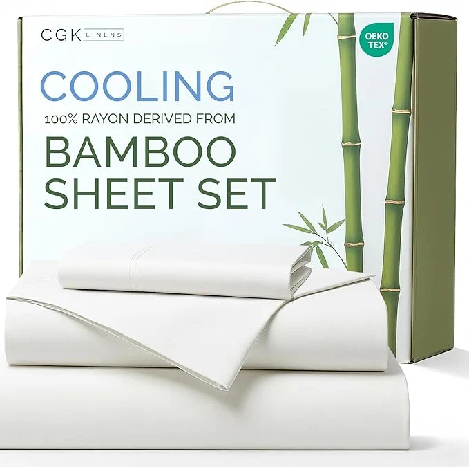 Lightweight Rayon Derived From Bamboo - Bamboo Sheets Twin XL Size - Cooling Sheets for Twin XL - Soft Breathable amp Hotel Luxury Bedding - 1 Flat amp 1 Fitted amp 1 Pillowcase w 16 Inch Deep Pockets - White Carefully Designed