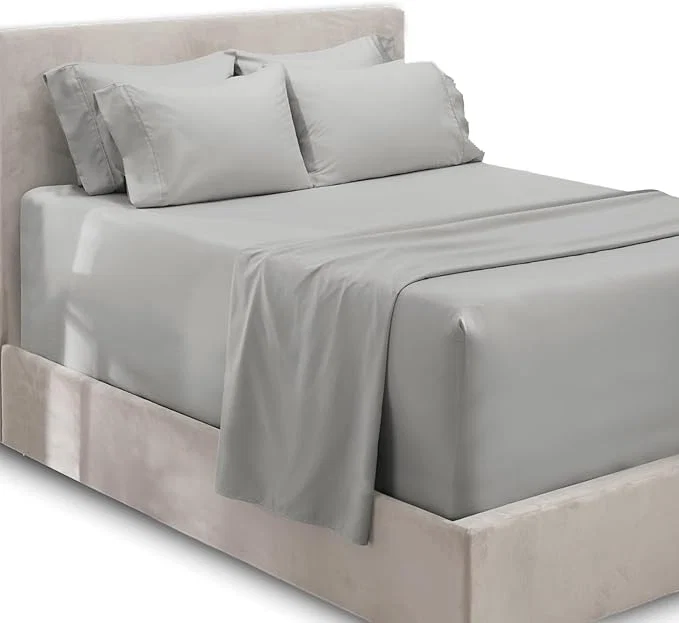 Contemporary Hearth amp Harbor Extra Deep Pocket Sheets - Fits Mattress 18-24 Inches Deep - Extra Deep Pocket Full Size Sets - 6 Piece Full Size - Full - Silver Genuine