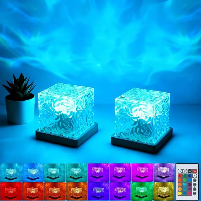 Flexible 2Pack Aurora Ocean Wave Lights Projector Cordless Rechargeable 16 Colors 4 Consistent
