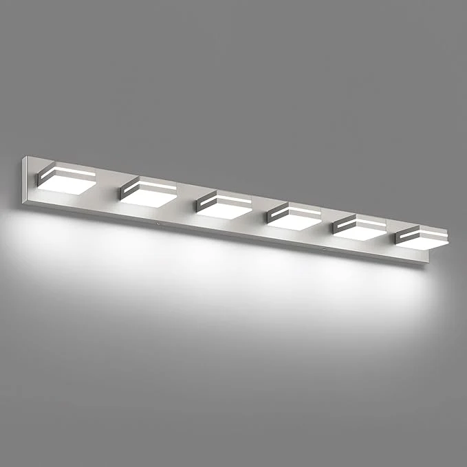 Fashionable SineRise LED Modern Bathroom Vanity Light Fixtures Brushed Nickel Modern Certified